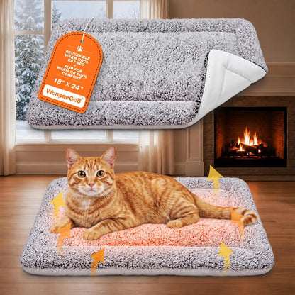 Self-Warming Cat Bed – Reversible Cozy Heating Pad, Gray, 18 x 24 Inches