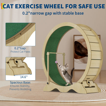 Quiet Indoor Cat Exercise Wheel – 43 Inch Cat Treadmill with Removable Carpet Running Surface