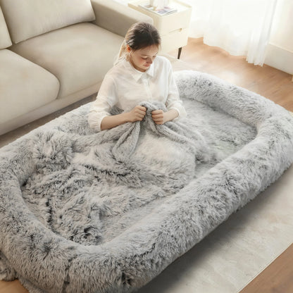 Oversized Human Dog Bed for Adults – Cozy Orthopedic Floor Lounger with Removable Cover
