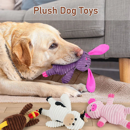 5-Pack Plush Squeaky Dog Toys – Assorted Stuffed Animal Play Toys for Small, Medium & Large Dogs