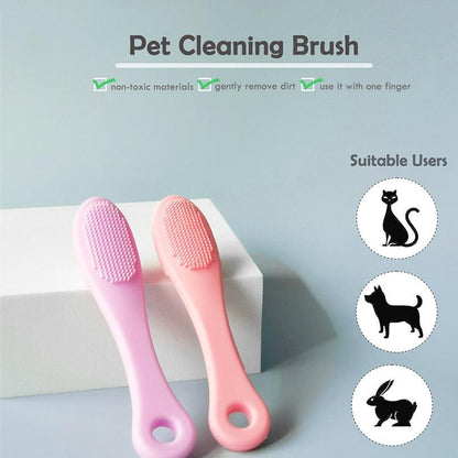 Soft Silicone Toothbrush with Long Handle for Dog, Cat Pet Dental , Tear Stains Brush