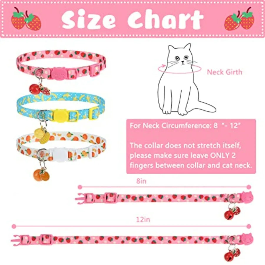Breakaway Cat Collars with Bell and Cute Pendants, 3 Pack, Ideal for Girl