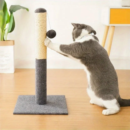 Gray Natural Sisal Cat Scratching Post with Toy Ball