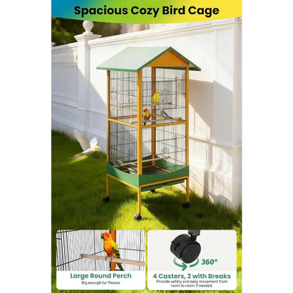 Garvee 66-Inch Extra-Large Bird Cage with Waterproof Roof & Removable Tray – Indoor/Outdoor Aviary