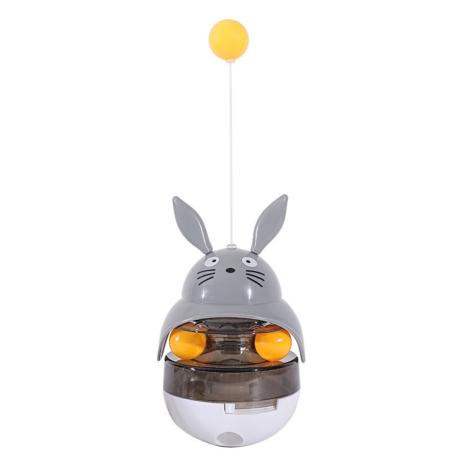 Interactive Cat Feeder Toy, Treat Dispenser Exercise Toys, Feeding Food Toy Dispenser Cat Indoors- Sounding Bell Cat Tower