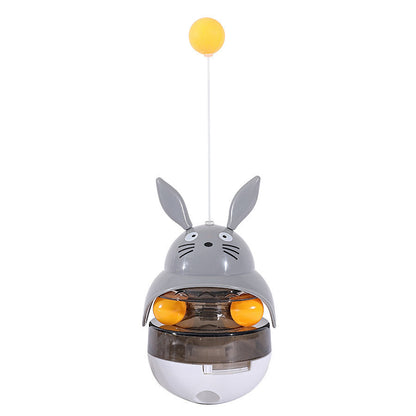 Interactive Cat Feeder Toy, Treat Dispenser Exercise Toys, Feeding Food Toy Dispenser Cat Indoors- Sounding Bell Cat Tower