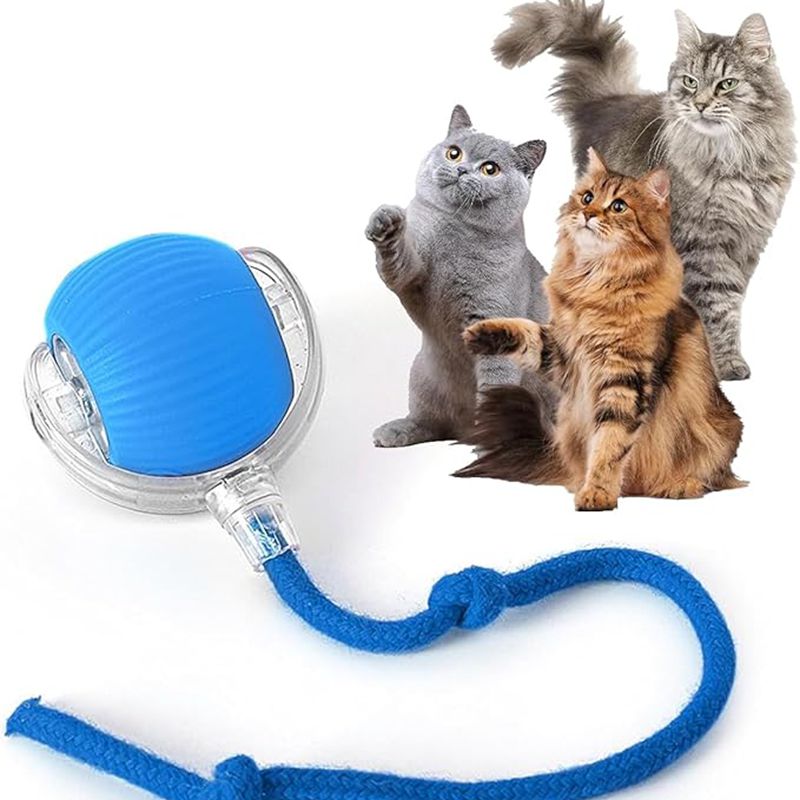 Cat Interactive Ball Toys, Automatic Rolling Ball For Kitten, Rechargeable Smart Pet Electric Toys With Teaser, Sensor Cat Ball Toy