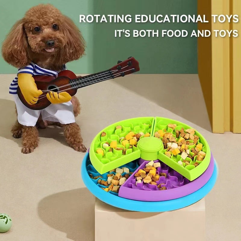Slow Food Bowl Anti Choking Cat Bowl, Dog Basin Puzzle Feeder, Healthy Pet Rotating Game Board