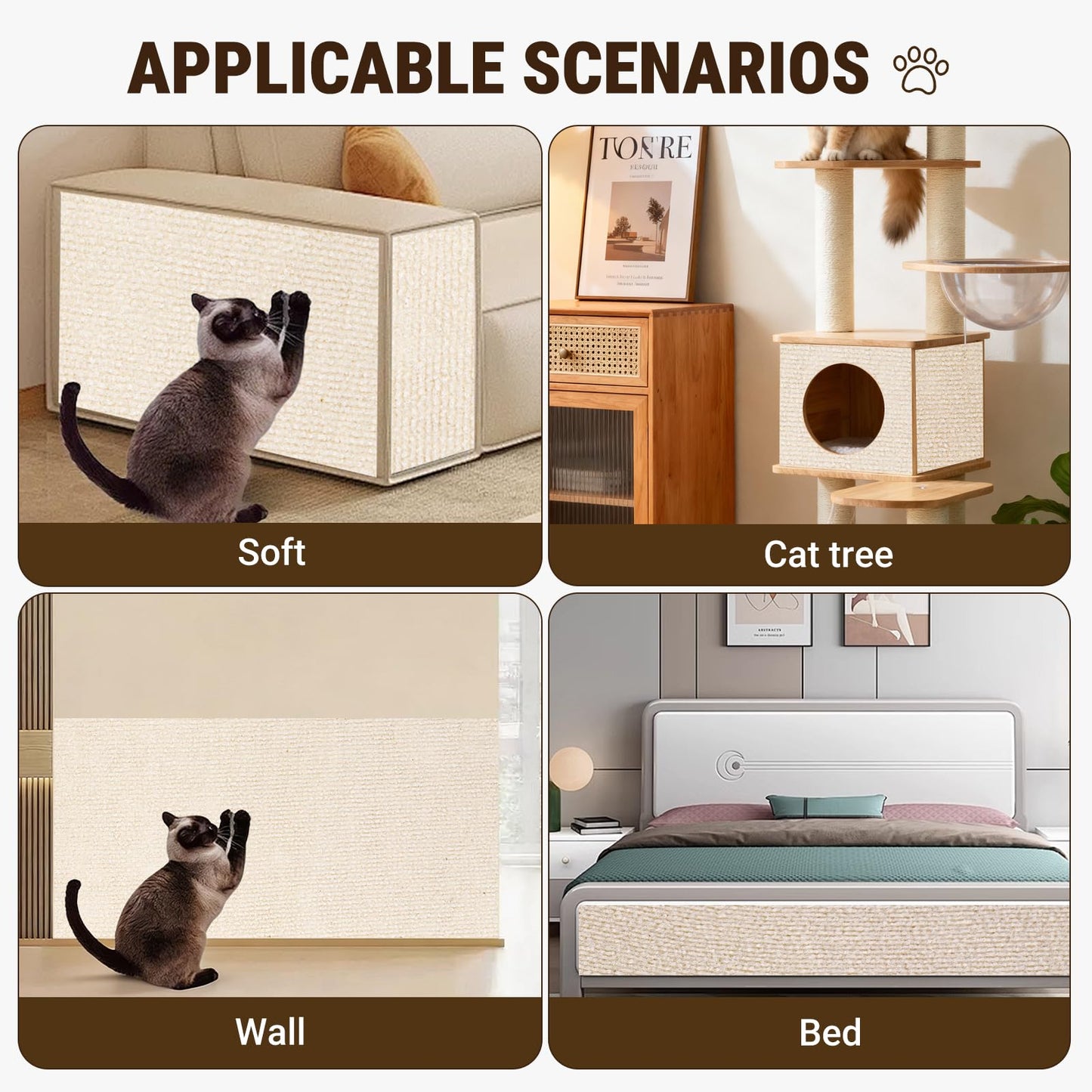 Cat Scratch Furniture Protector, DIY Cat Scratching Mat For Couch, Sofa, Wall, Cat Post, Cat Tree, Durable Furniture Guards