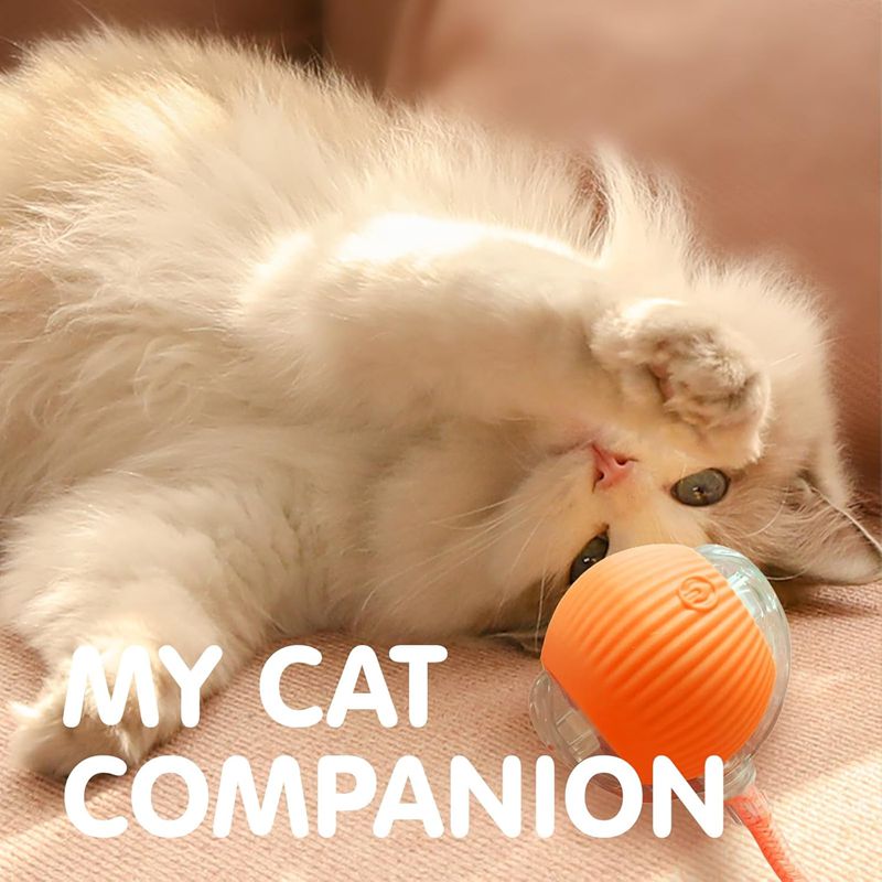Cat Interactive Ball Toys, Automatic Rolling Ball For Kitten, Rechargeable Smart Pet Electric Toys With Teaser, Sensor Cat Ball Toy