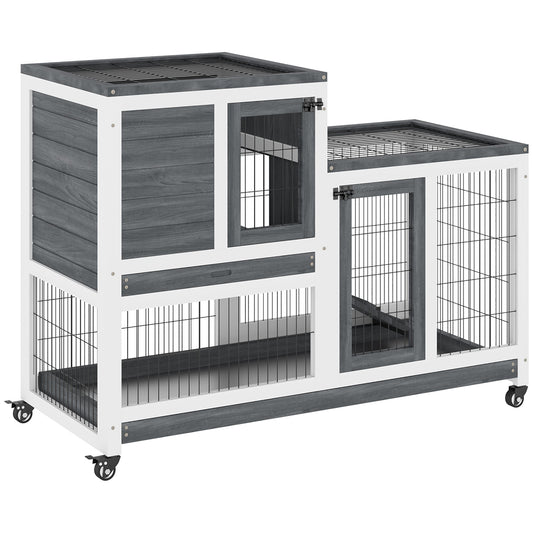 PawHut Wooden Rabbit Hutch Elevated Bunny Cage