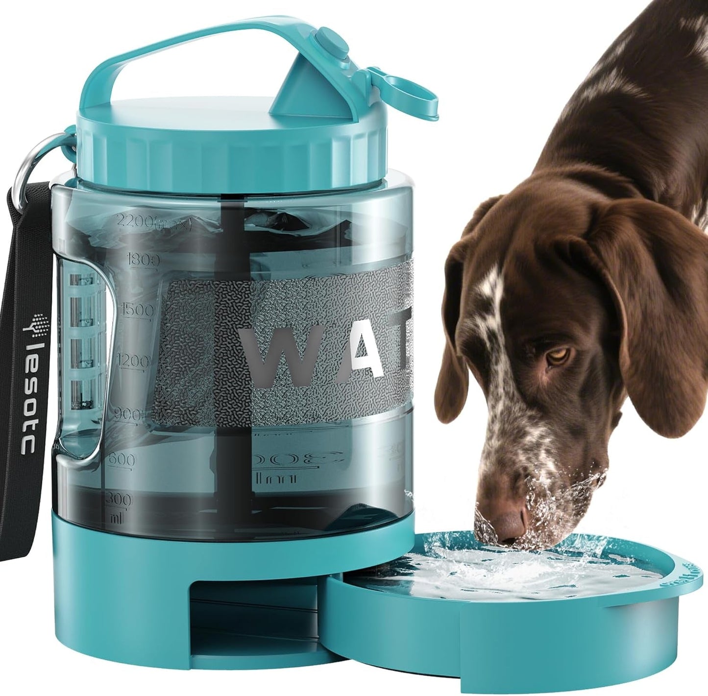 77oz Dog Travel Water Bottle with Bowl, Leak Proof Hiking Camping Bottle