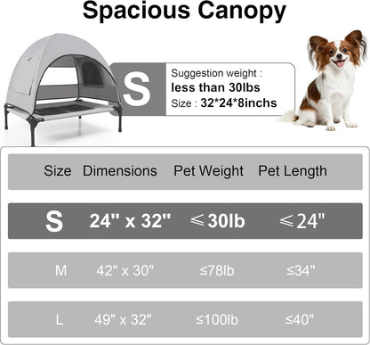 Elevated Outdoor Dog Bed with Canopy Cooling Pet Camping Tent