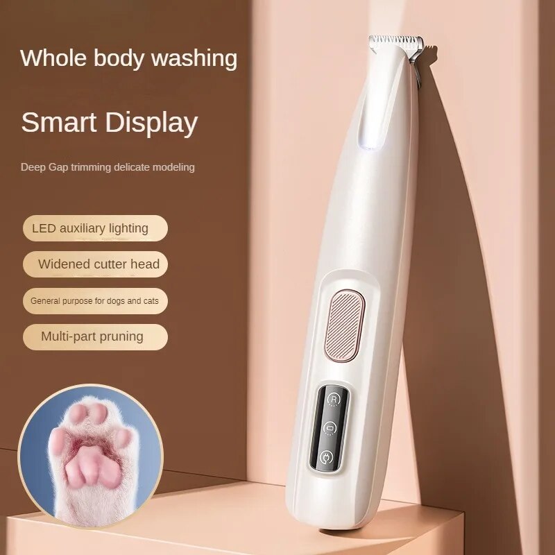 New Dog Paw Trimmer With LED Light, Fully Waterproof Pet Hair Trimmer With LED Display, Dog Clippers For Grooming 18mm Wide Blade