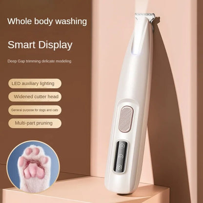 New Dog Paw Trimmer With LED Light, Fully Waterproof Pet Hair Trimmer With LED Display, Dog Clippers For Grooming 18mm Wide Blade