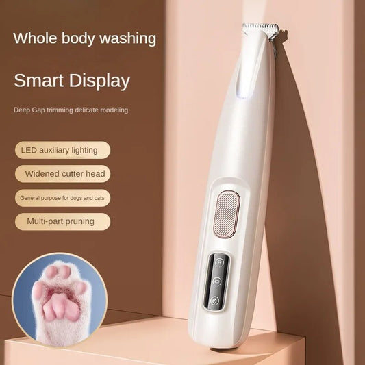 New Dog Paw Trimmer With LED Light, Fully Waterproof Pet Hair Trimmer With LED Display, Dog Clippers For Grooming 18mm Wide Blade
