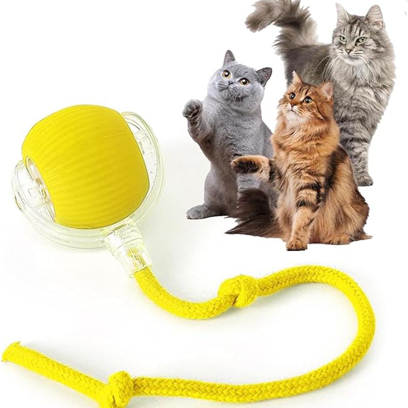 Cat Interactive Ball Toys, Automatic Rolling Ball For Kitten, Rechargeable Smart Pet Electric Toys With Teaser, Sensor Cat Ball Toy