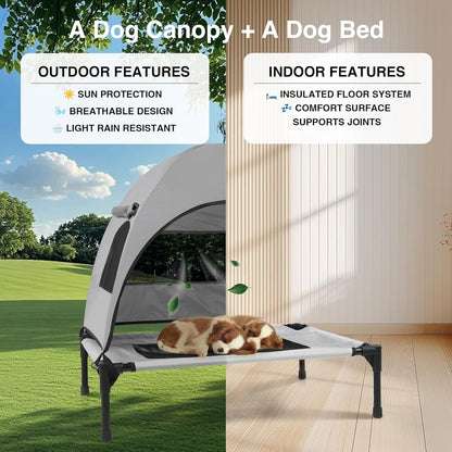 Elevated Outdoor Dog Bed with Canopy Cooling Pet Camping Tent