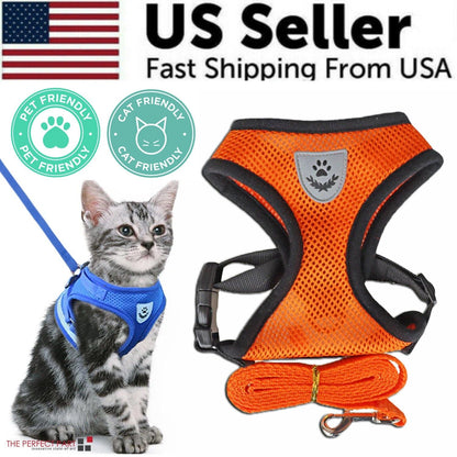 Cat, Dog Pet Harness Adjustable Control Vest Reflective Leash