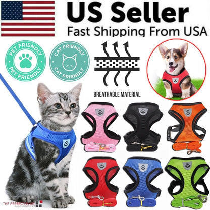 Cat, Dog Pet Harness Adjustable Control Vest Reflective Leash