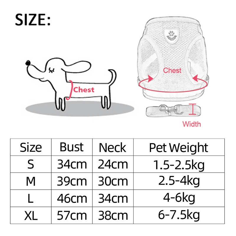 Cat, Dog Pet Harness Adjustable Control Vest Reflective Leash