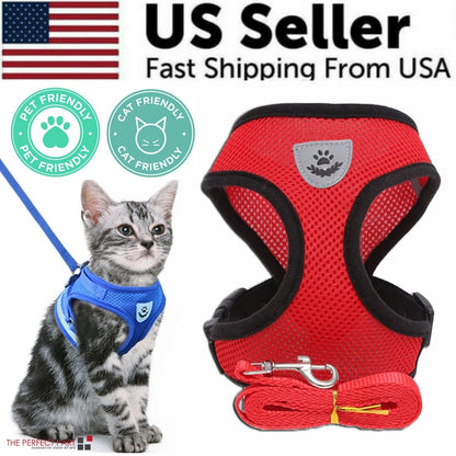 Cat, Dog Pet Harness Adjustable Control Vest Reflective Leash