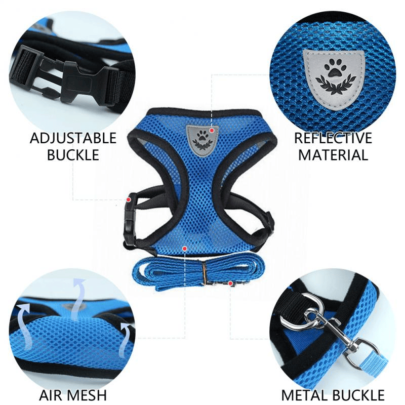 Cat, Dog Pet Harness Adjustable Control Vest Reflective Leash