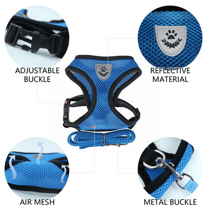 Cat, Dog Pet Harness Adjustable Control Vest Reflective Leash