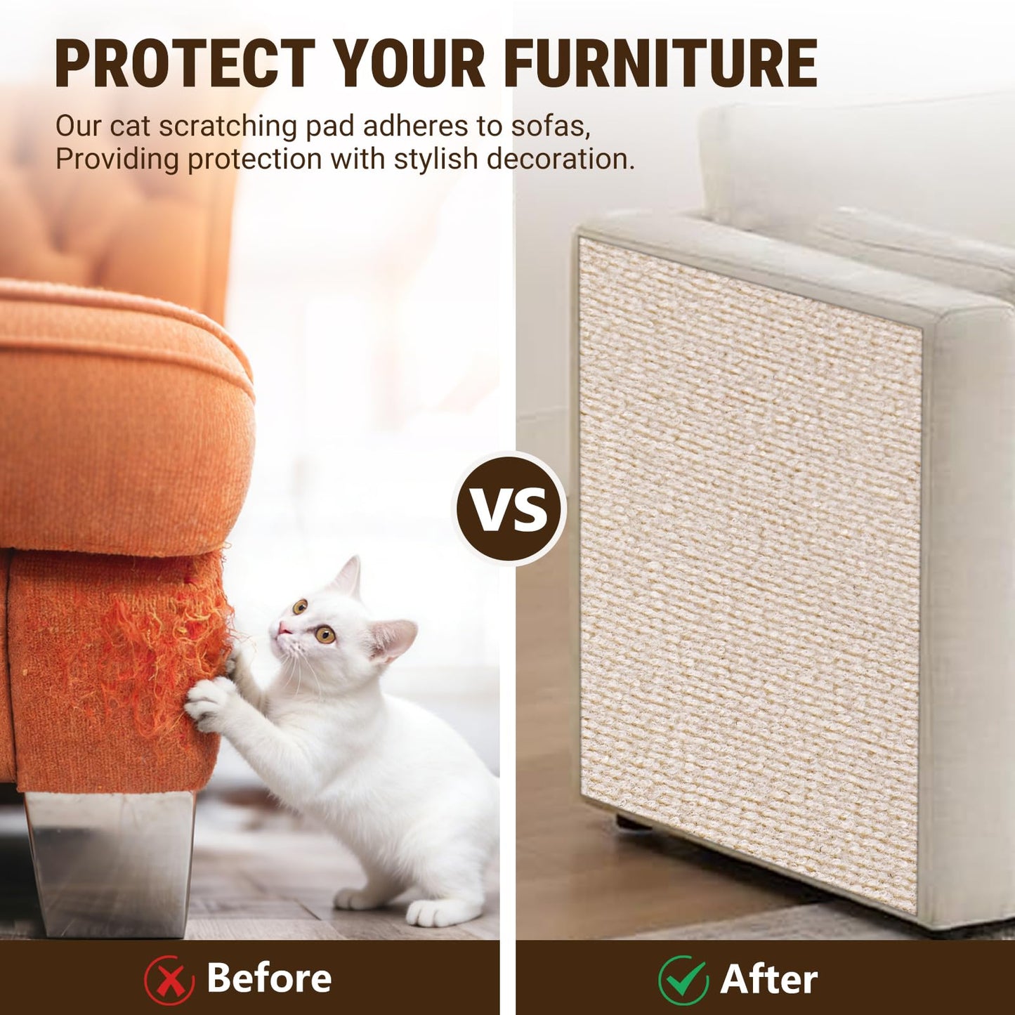 Cat Scratch Furniture Protector, DIY Cat Scratching Mat For Couch, Sofa, Wall, Cat Post, Cat Tree, Durable Furniture Guards
