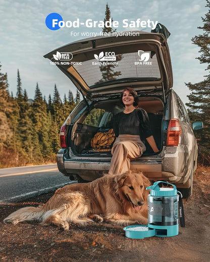 77oz Dog Travel Water Bottle with Bowl, Leak Proof Hiking Camping Bottle