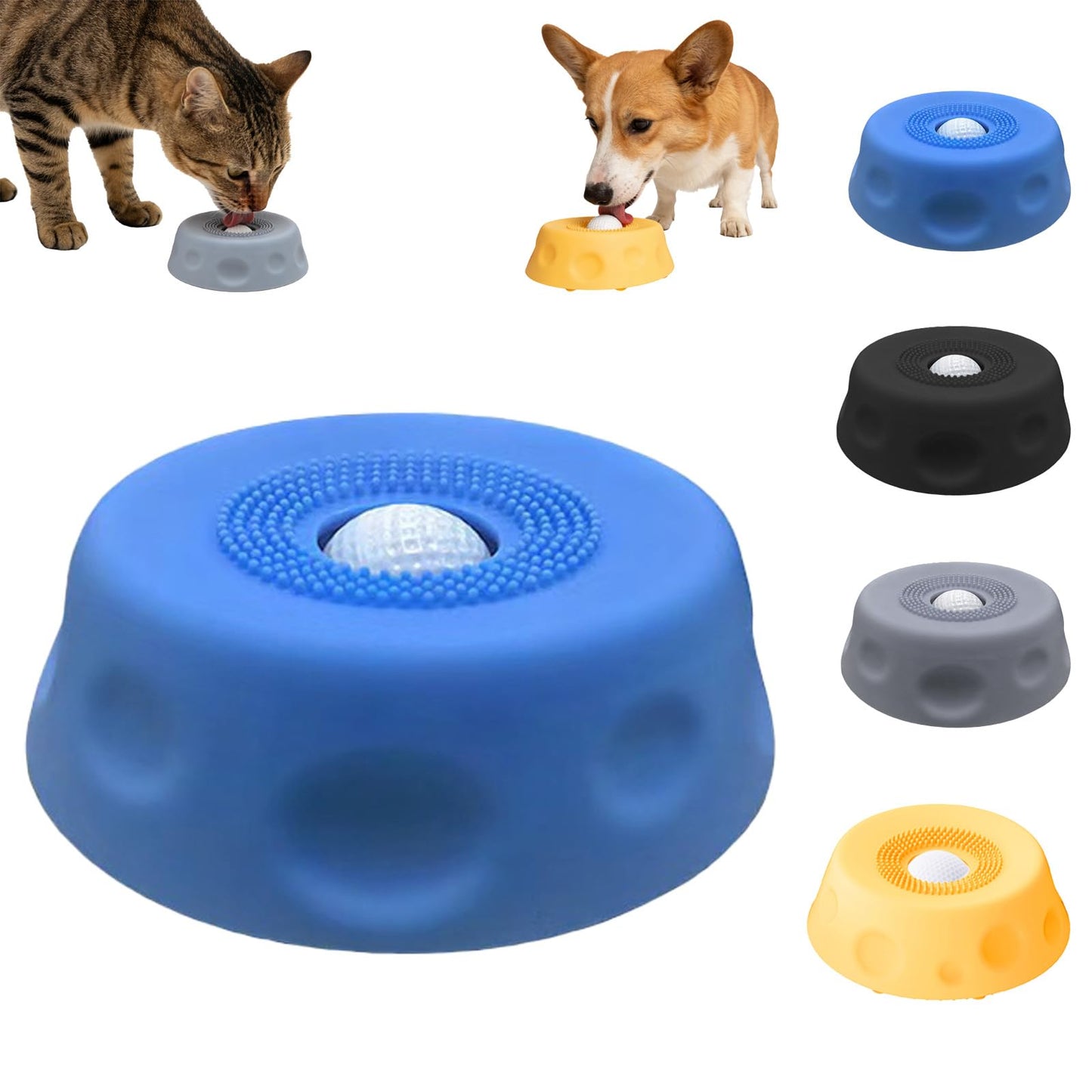Dog Lick Bowl With Ball, Lick Ball Bowl For Dogs, Dog Licking Bowl With Rolling Ball, Slow Feeder Ball Bowl To Slow Pet Eating, Rolling Ball Dog Bowl Give Pet More Time To Enjoy Eating