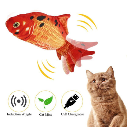 Electric Cat Toy 3D Fish USB Charging Simulation Fish, Cat Toys for Cats, Pet Catnip Toy, Moving Cat Kicker Fish, Realistic Plush Electric Wagging Fish, Motion Kitten Toy, Funny Interactive Fish Cat Toys for Cat Exercise