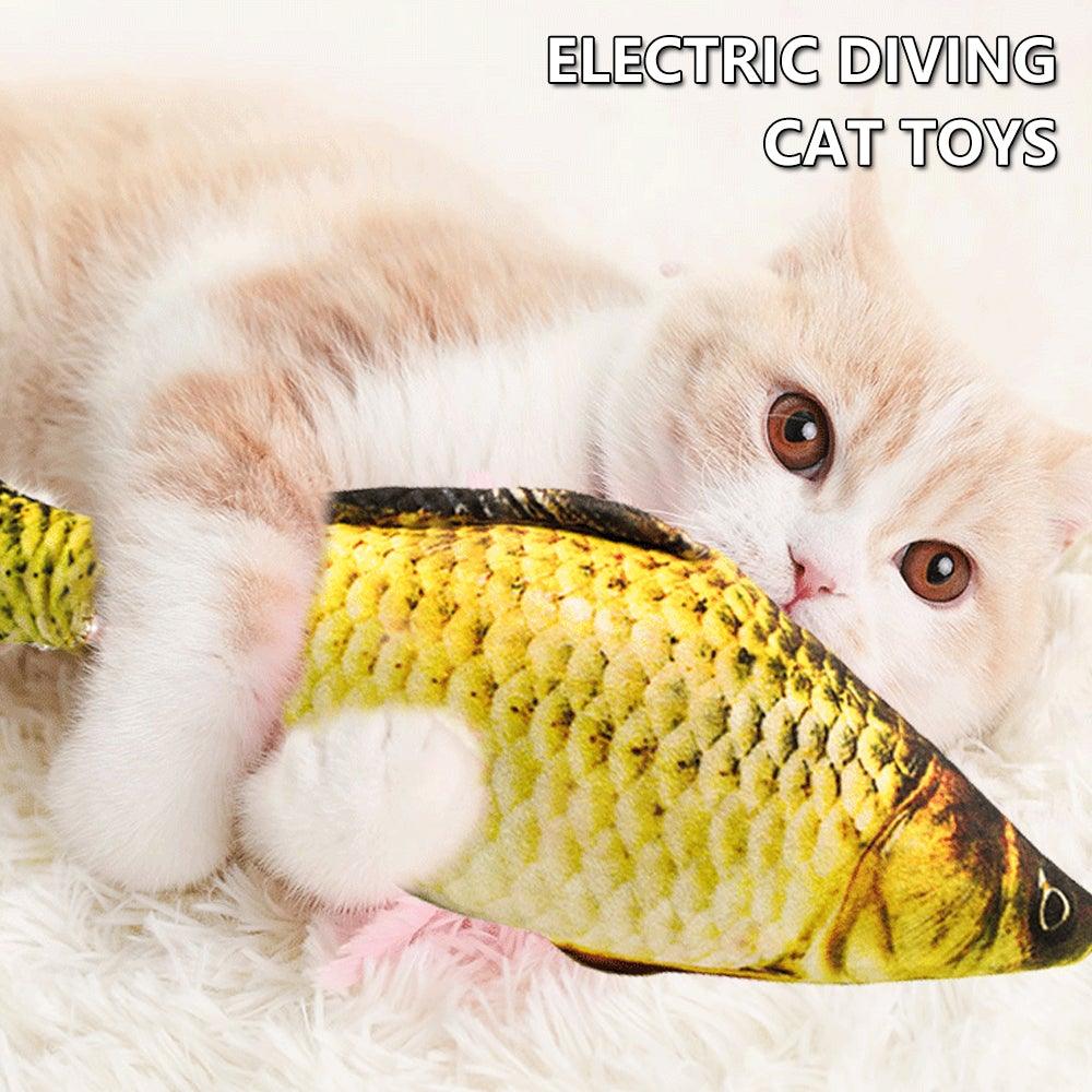 Electric Cat Toy 3D Fish USB Charging Simulation Fish, Cat Toys for Cats, Pet Catnip Toy, Moving Cat Kicker Fish, Realistic Plush Electric Wagging Fish, Motion Kitten Toy, Funny Interactive Fish Cat Toys for Cat Exercise