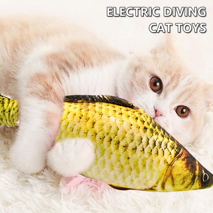 Electric Cat Toy 3D Fish USB Charging Simulation Fish, Cat Toys for Cats, Pet Catnip Toy, Moving Cat Kicker Fish, Realistic Plush Electric Wagging Fish, Motion Kitten Toy, Funny Interactive Fish Cat Toys for Cat Exercise
