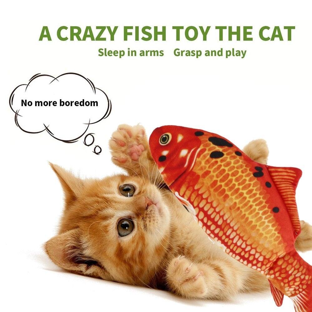 Electric Cat Toy 3D Fish USB Charging Simulation Fish, Cat Toys for Cats, Pet Catnip Toy, Moving Cat Kicker Fish, Realistic Plush Electric Wagging Fish, Motion Kitten Toy, Funny Interactive Fish Cat Toys for Cat Exercise