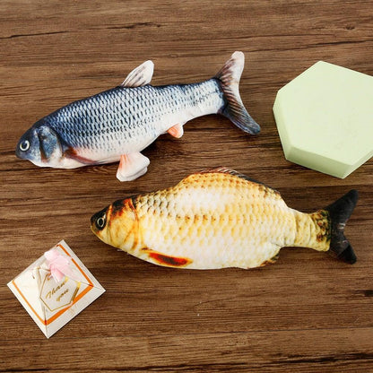 Electric Cat Toy 3D Fish USB Charging Simulation Fish, Cat Toys for Cats, Pet Catnip Toy, Moving Cat Kicker Fish, Realistic Plush Electric Wagging Fish, Motion Kitten Toy, Funny Interactive Fish Cat Toys for Cat Exercise