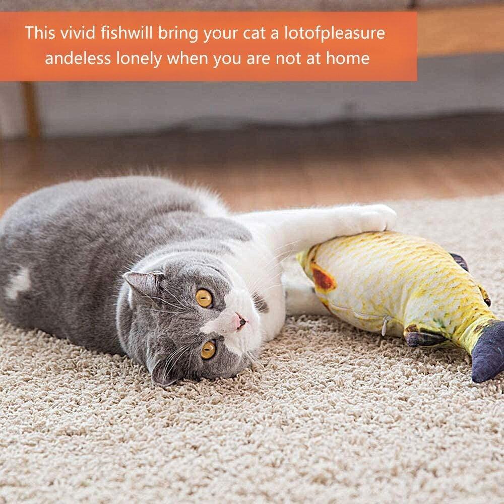 Electric Cat Toy 3D Fish USB Charging Simulation Fish, Cat Toys for Cats, Pet Catnip Toy, Moving Cat Kicker Fish, Realistic Plush Electric Wagging Fish, Motion Kitten Toy, Funny Interactive Fish Cat Toys for Cat Exercise