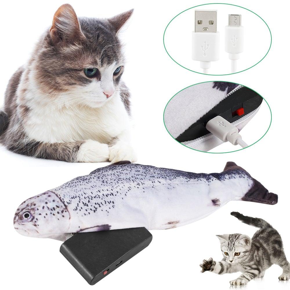 Electric Cat Toy 3D Fish USB Charging Simulation Fish, Cat Toys for Cats, Pet Catnip Toy, Moving Cat Kicker Fish, Realistic Plush Electric Wagging Fish, Motion Kitten Toy, Funny Interactive Fish Cat Toys for Cat Exercise