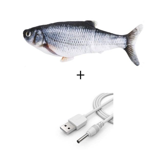 Electric Cat Toy 3D Fish USB Charging Simulation Fish, Cat Toys for Cats, Pet Catnip Toy, Moving Cat Kicker Fish, Realistic Plush Electric Wagging Fish, Motion Kitten Toy, Funny Interactive Fish Cat Toys for Cat Exercise