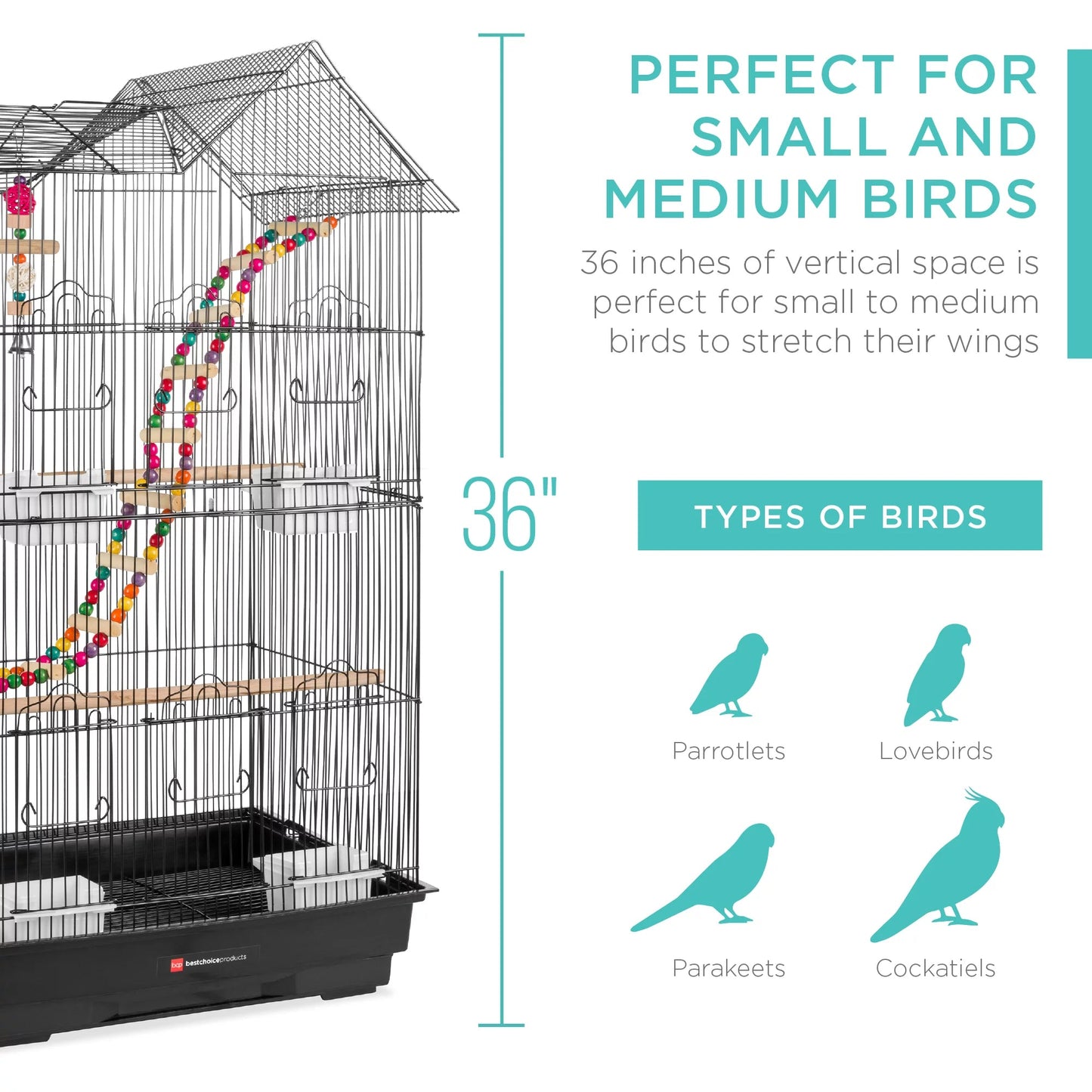 36In Indoor/Outdoor Iron Bird Cage for Parrots