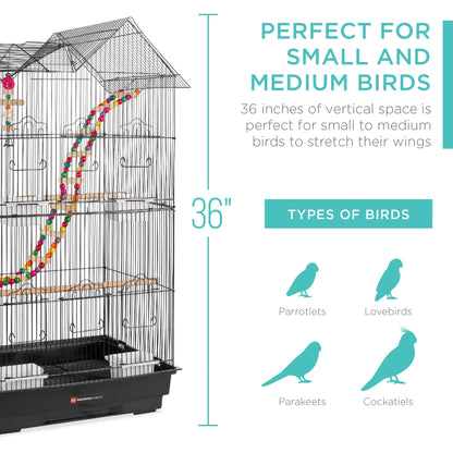 36In Indoor/Outdoor Iron Bird Cage for Parrots