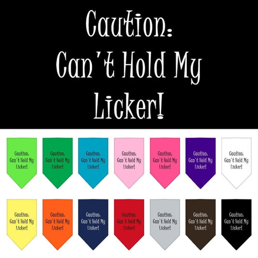 Dog Bandana Screen Printed, "Caution: Can't Hold My Licker"