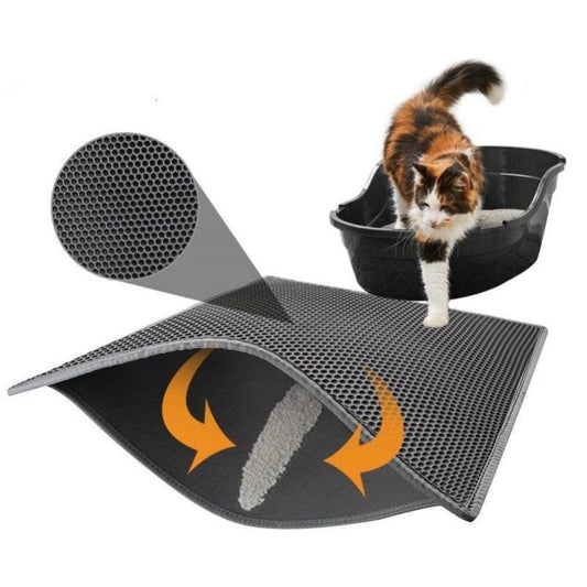 Waterproof Double-Layer Cat Litter Trapping Mat – Anti-Tracking Honeycomb Design