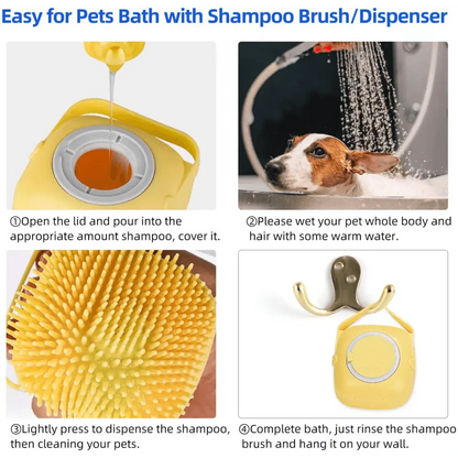 Pet Silicone Shampoo Bath Brush, Massage Rubber Comb Bathing Shampoo Colorful Massager For Dogs