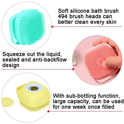 Pet Silicone Shampoo Bath Brush, Massage Rubber Comb Bathing Shampoo Colorful Massager For Dogs