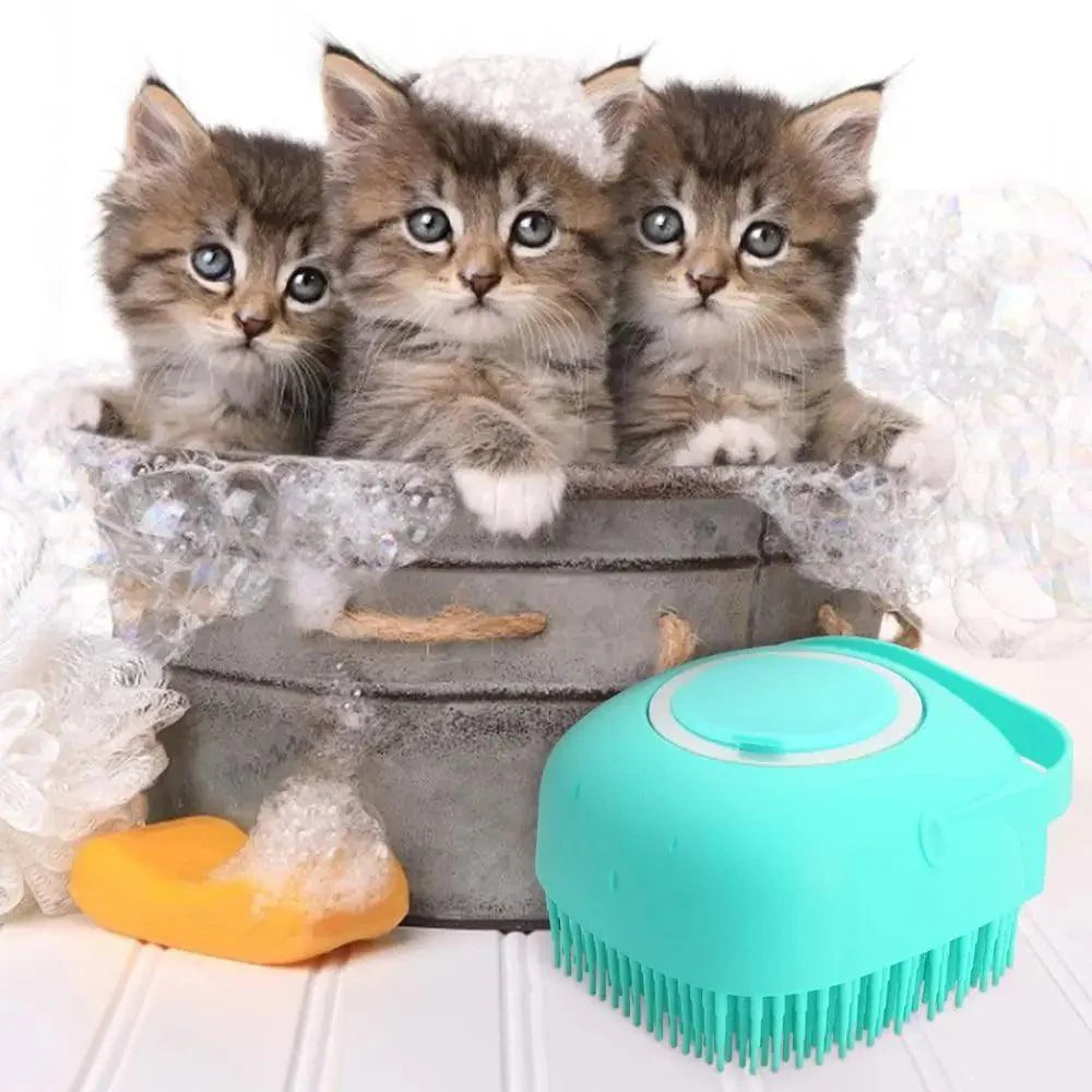 Pet Silicone Shampoo Bath Brush, Massage Rubber Comb Bathing Shampoo Colorful Massager For Dogs