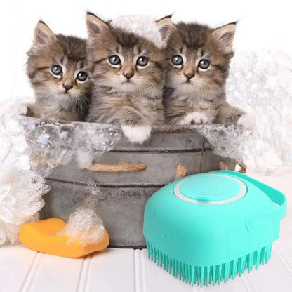Pet Silicone Shampoo Bath Brush, Massage Rubber Comb Bathing Shampoo Colorful Massager For Dogs