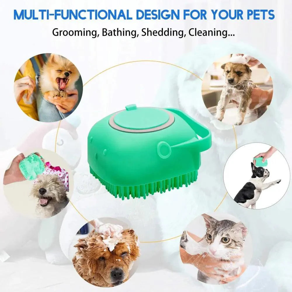 Pet Silicone Shampoo Bath Brush, Massage Rubber Comb Bathing Shampoo Colorful Massager For Dogs