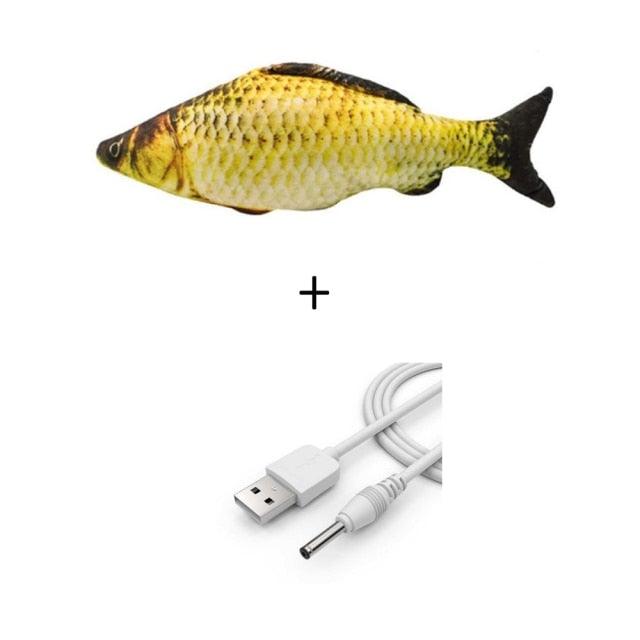 Electric Cat Toy 3D Fish USB Charging Simulation Fish, Cat Toys for Cats, Pet Catnip Toy, Moving Cat Kicker Fish, Realistic Plush Electric Wagging Fish, Motion Kitten Toy, Funny Interactive Fish Cat Toys for Cat Exercise