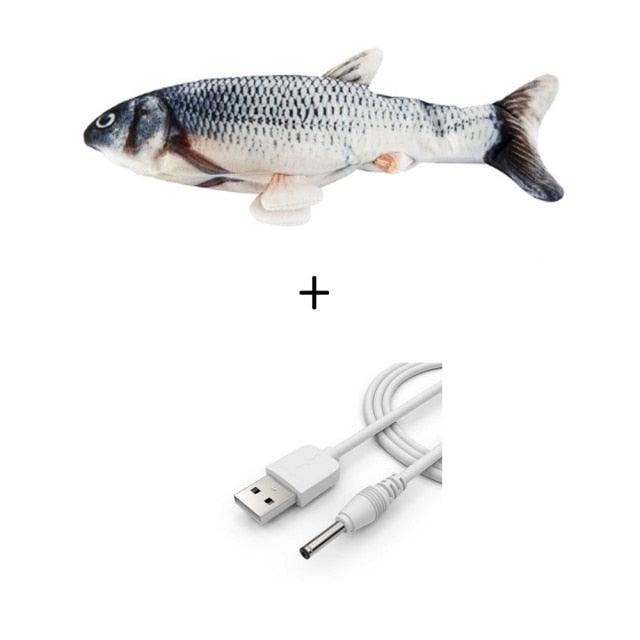 Electric Cat Toy 3D Fish USB Charging Simulation Fish, Cat Toys for Cats, Pet Catnip Toy, Moving Cat Kicker Fish, Realistic Plush Electric Wagging Fish, Motion Kitten Toy, Funny Interactive Fish Cat Toys for Cat Exercise
